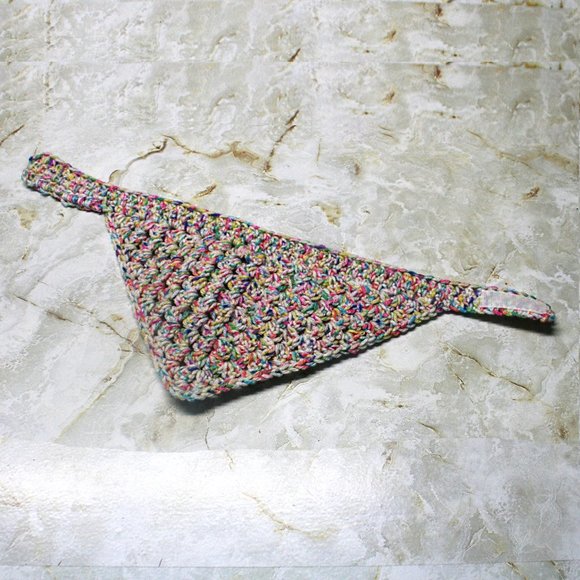 HAND CRAFTED Dog Bandana Crochet Granny Square Retro Party Colorful - Picture 4 of 11
